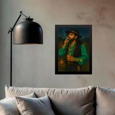 Imagem de Quadro Decorativo Entidade Exú Cigano 33X24Cm - Com Vidro