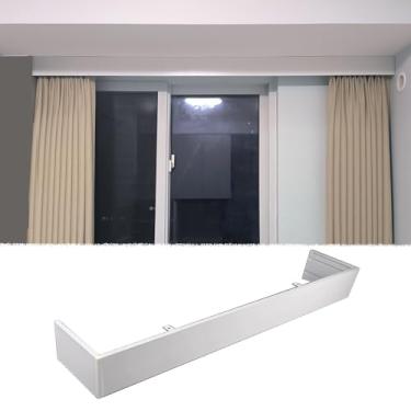 Imagem de Cortina blackout com painel de pelmet – Cornija branca de trilho de cortina longa, placa de sanefa para montagem no teto/parede (sem trilhos) para quarto, 2,3 m (7,6 pés) - bloqueador de luz elegante.