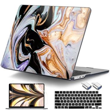 Imagem de DONGKE Capa para MacBook Air de 13,6 polegadas 2025 2024-2022 A3240 A3113 A2681 M4 M3 M2 Chip Touch ID, capa rígida de plástico e capa de teclado e adaptador tipo C para MacBook Air de 13 polegadas M4