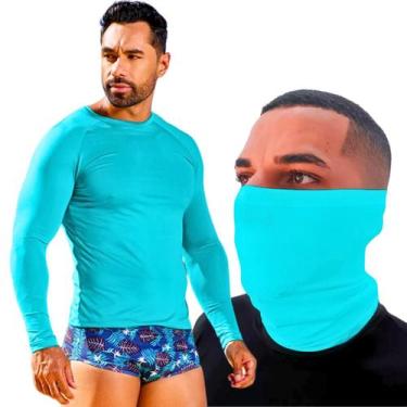 Imagem de Kit Camisa Térmica Proteção Solar Com Balaclava Bandana Masculina Mang