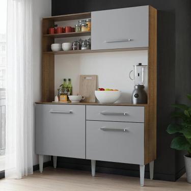 Imagem de Kit Cozinha Compacta 120cm Life Madesa Rustic Cinza