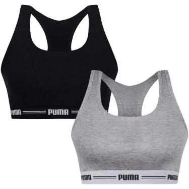 Imagem de Kit Com 2 Tops Puma Nadador Feminino Sem Bojo Algodão Fitness Para Academia Treino Corrida-Feminino