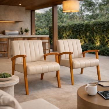 Imagem de Kit 2 Poltronas Haley Moderna Decorativa Estofada Corino Sala Estar Quarto Escritório Recepção