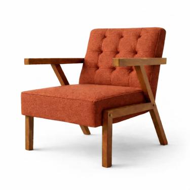 Imagem de Kit 2 Poltronas Zara Capitone Tecido Boucle Moderna Decorativa Pés Em Madeira Maciça Para Sala De Estar