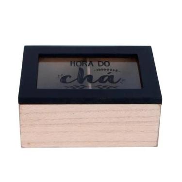 Imagem de Porta Chá c/ Divisória em MDF Caixa Organizadora 6,5x15x11cm - Art Hou