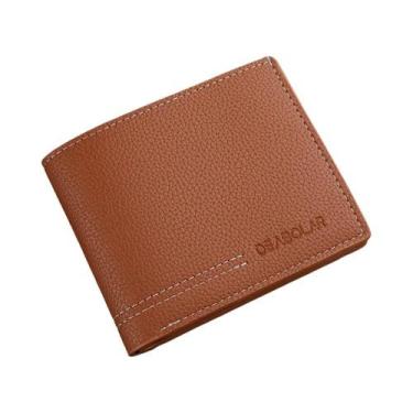 Imagem de Carteira De Couro Masculina Slim Minimalista Com Dupla Dobra, Porta-Ca