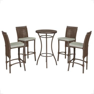 Imagem de Mesa Bistrô 4 Banquetas Roma Marrom Corda Náutica 3 Trama Marrom