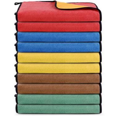 Imagem de Kit 10 Panos Multiuso Em Geral Dupla Face Flanela Microfibra Para Limp