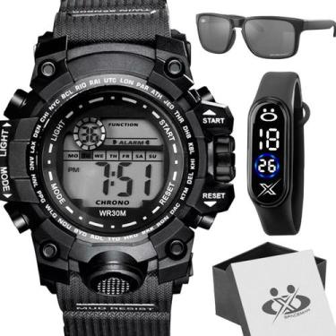 Imagem de Relogio Masculino Digital Prova Dagua + Oculos UV Proteção cronometro 