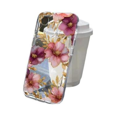 Imagem de Capa De Silicone Transparente Com Estampa Floral Para Samsung S25 Ultr