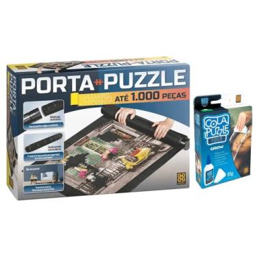 Imagem de Kit Porta Puzzle QuebraCabeça até 1000 Peças e Cola Fosca - Grow