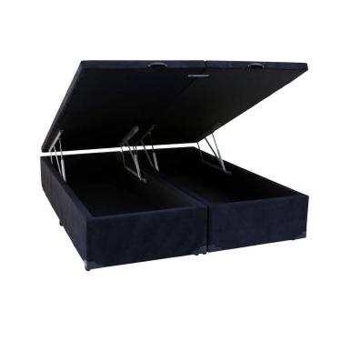 Imagem de Cama Baú Casal Queen Bipartido Blindado Suede 158x198x41