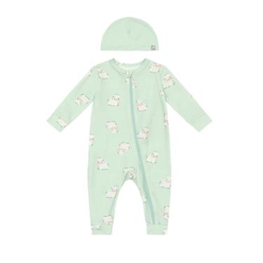Imagem de Macacão bebê unissex em cotton com touquinha Brandili Baby