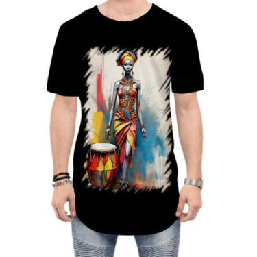 Imagem de Camiseta Longline Tambor Africano Arte África 4 - Kasubeck Store®, GG