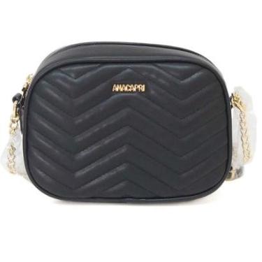 Imagem de BOLSA CROSSBODY MÉDIA PRETA MATELASSÊ ZIG ZAG C 50036 0003 0001 ANACAPRI-Feminino