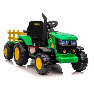 Imagem de Trator Elétrico Infantil com Carreta - 12v - Verde - Zippy Toys