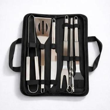 Imagem de Kit Churrasco 9 Peças Aço Inox Maleta Faca Garfo Espátula - Ela Vibra 