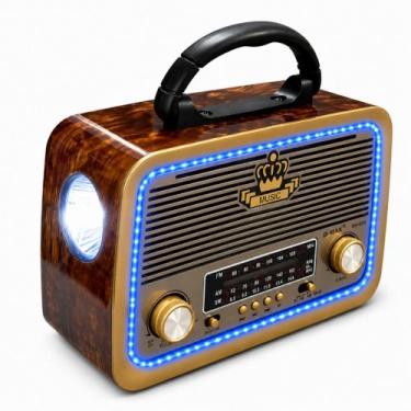 Imagem de Rádio Retro Antigo Bluetooth AM FM USB SD Com Lanterna Funciona na Tom