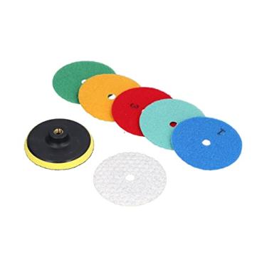 Imagem de Almofadas de polimento de diamante, 6 unidades Kit de polimento a seco de baixo ruído com suporte para mármore para bancadas para granito