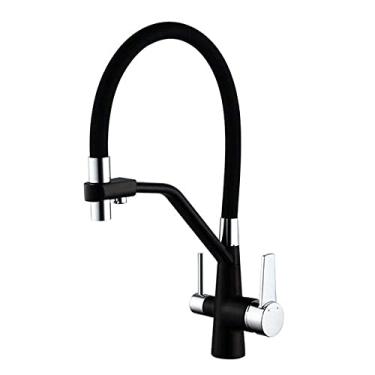 Imagem de Pkfinrd Torneira de cozinha de 3 vias para torneiras de pia de filtro de água pura quente e fria 3 em 1 torneira de cozinha torneira de latão com filtro