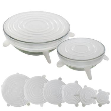 Imagem de Conjunto 6 Tampas Silicone Flexível Potes Universal