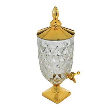 Imagem de SUQUEIRA DE CRISTAL ECOLÓGICO DIAMOND COM TAMPA E PÉ 5L TORNEIRA DOURADA