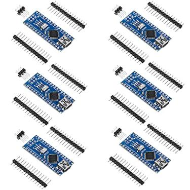 Imagem de Weewooday 6 peças Nano Board V3.0 ATmega328P sem cabo compatível com Arduino Nano V3.0 com pinos de pinos não soldados
