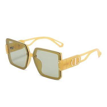 Imagem de Óculos de sol vintage de armação grande designer óculos de sol de luxo quadrado grandes moda feminina tons uv400, wtyj111 verde, tamanho único