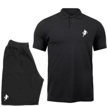Imagem de Kit Dibre Camiseta Gola Polo E Bermuda Moletom Casual Confortável  Tro