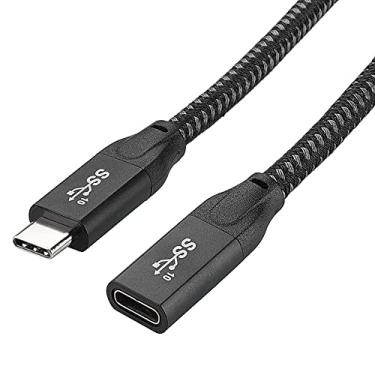 Imagem de Qudai Cabo de extensão USB-C 3.1 Gen2 20 Gbps PD100W Quick 4K de vídeo compatível com disco rígido externo Thunderbolt3, preto 0,3 m BD