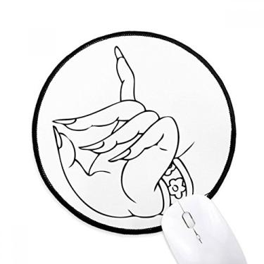 Imagem de DIYthinker Mouse pad padrão de desenho de linha manual alfandegária desktop escritório tapete redondo para computador