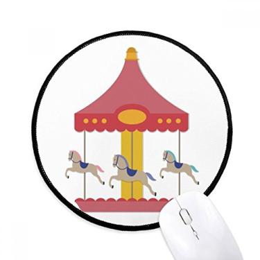 Imagem de DIYthinker Tapete de mouse colorido com estampa de parque de museus de carrossel para mesa de escritório tapete redondo para computador