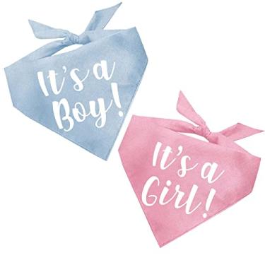 Imagem de Conjunto Bandana It's A Boy & It's A Girl Dog | Revelação de Gênero | Acessório para Sessão de Fotos de Anúncio do Bebê | Rosa Bebê e Azul Bebê | Pacote com 2 | Tamanho Único (57) GB