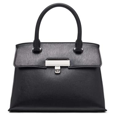 Imagem de Calvin Klein Bolsa tiracolo feminina Becky Mini – 2 em 1, couro vegano, 2 bolsos, Preto/prata, One Size