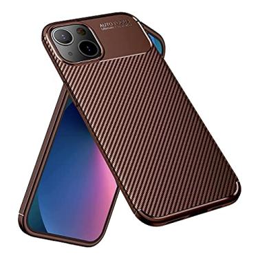 Imagem de Capa Capinha Anti Impacto Para iPhone 13 Mini, 13, 13 Pro e 13 Pro Max - Case Com Desenho Fibra De Carbono Shock Queda (Marrom, iPhone 13)