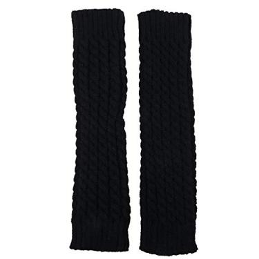 Imagem de 2 peças de polainas de malha de crochê para inverno, polainas, polainas, polainas de crochê para meninas, polainas curtas pretas da Besportble.