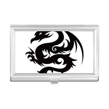 Imagem de Porta-cartões de visita com desenho de dragão e desenho de flor