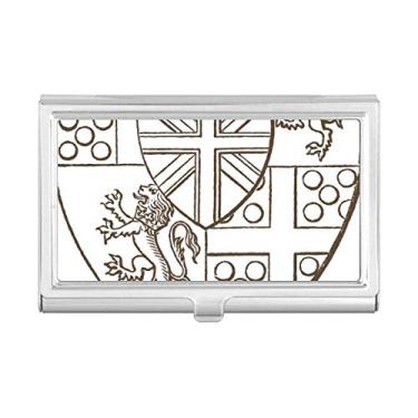 Imagem de Capa porta-cartões de visita com ilustração de leão barroco e porta-cartões