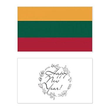 Imagem de Bandeira da Lituânia com a bandeira nacional da Europa, ano novo, festival, cartão de felicitações, mensagem de abençoamento presente