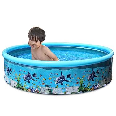 Imagem de JOYID Piscina portátil de plástico rígido sem inflação, dobrável, piscina familiar, redonda, para bebês, crianças, adultos