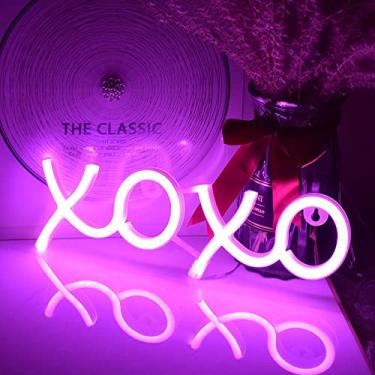 Imagem de Ulalaza Sinal de luz neon LED XOXO Luzes noturnas operadas por USB Sinal decorativo letreiro bar pub loja clube garagem casa festa decoração