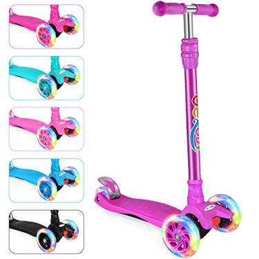 Imagem de Beleev T1 Patinete para Crianças Scooter de 3 Rodas para Crianças Pequenas, Meninas e Meninos, 4 Altura Ajustável, Inclinação para Dirigir, Deck Extralargo, Scooter com Leve Rodas(Roxo)