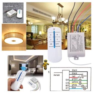 Imagem de Kit Com 02 Interruptor Inteligente Controle Remoto Pata Até 4 Lampadas