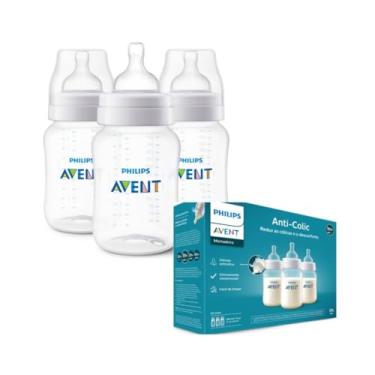 Imagem de Kit Triplo Mamadeira Anti-Colic 1m+ Philips Avent SCY103/03 Transparente 260ml