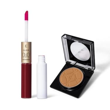 Imagem de Eudora kit Glam: Batom Líquido Vermelho Imprescindível Duo Clinical Micropigmentação 3,5g + Blush em Pó Brown Fashioned 5g