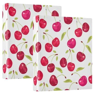 Imagem de Fichários de caderno de cerejas e folhas com três anéis de 3 cm com bolsos, pacote de 1/2 fichários escolares, 200 folhas