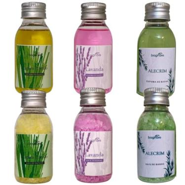 Imagem de Kit 3 Sais De Banho e 3 Espumas para Banheira Hidromassagem Lavanda Alecrim Capim Limao 60ml