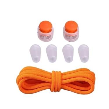 Imagem de Elastic Shoelaces With Lazy Lace Buckle Round Lock No Tie Shoelaces For Kids Rubber Lazy Shoelaces For Sneakers(Color:Orange)