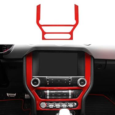 Imagem de Linakip Carro Central Painel de Navegação Adesivo Interior Guarnição Capa para Ford Mustang GT 2015 2016 2017 2018 2019 2020 2021 2022 Acessórios de Carro (Vermelho)