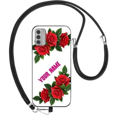 Imagem de Capa traseira de gel de silicone TPU com estampa de flor de rosa vermelha personalizada para telefone Nokia All Series com alça transversal